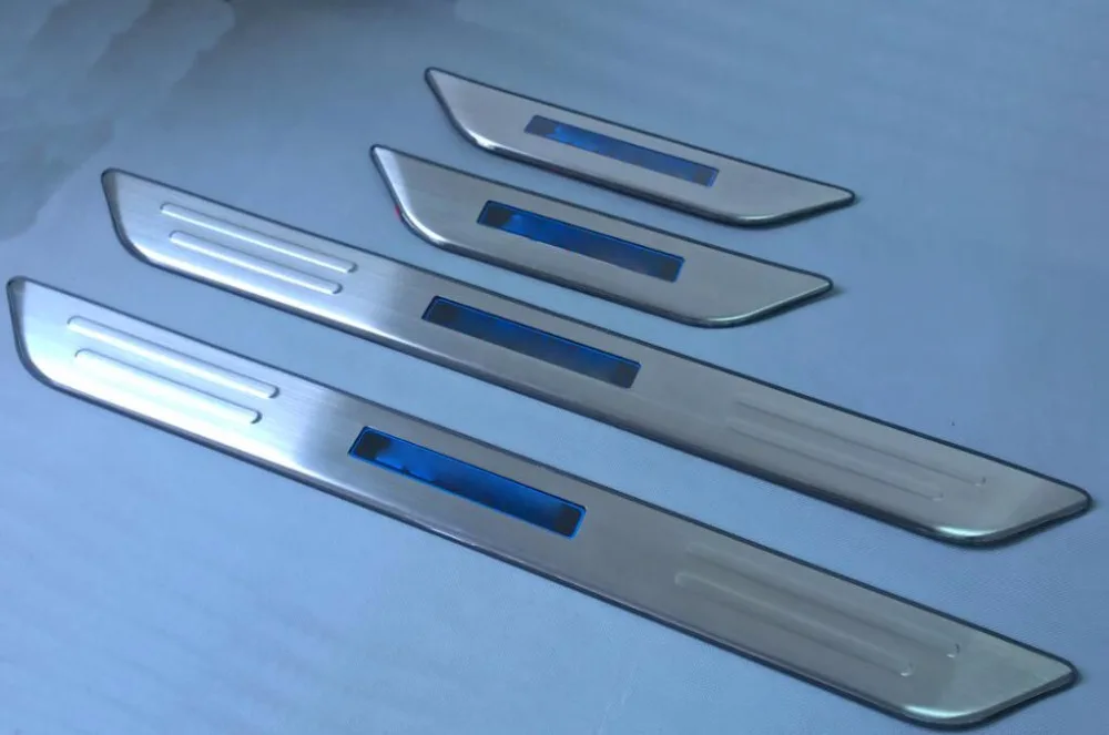 Нержавеющая сталь LED синий свет Добро пожаловать педаль порога крышка Накладка