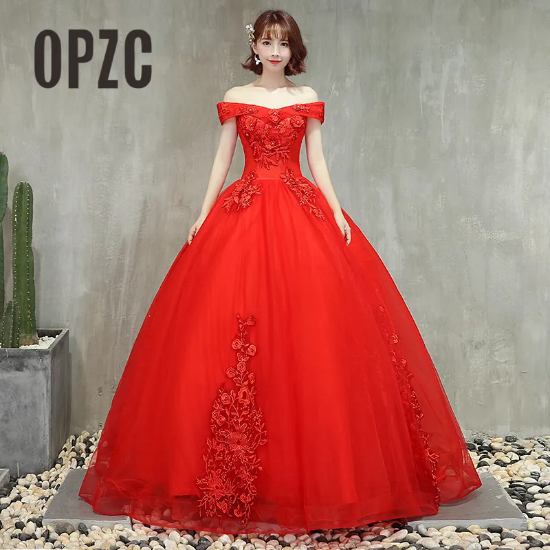 OPZC 2018 Новое поступление красное платье De Soiree 3D стереоскопическое Цветочное для