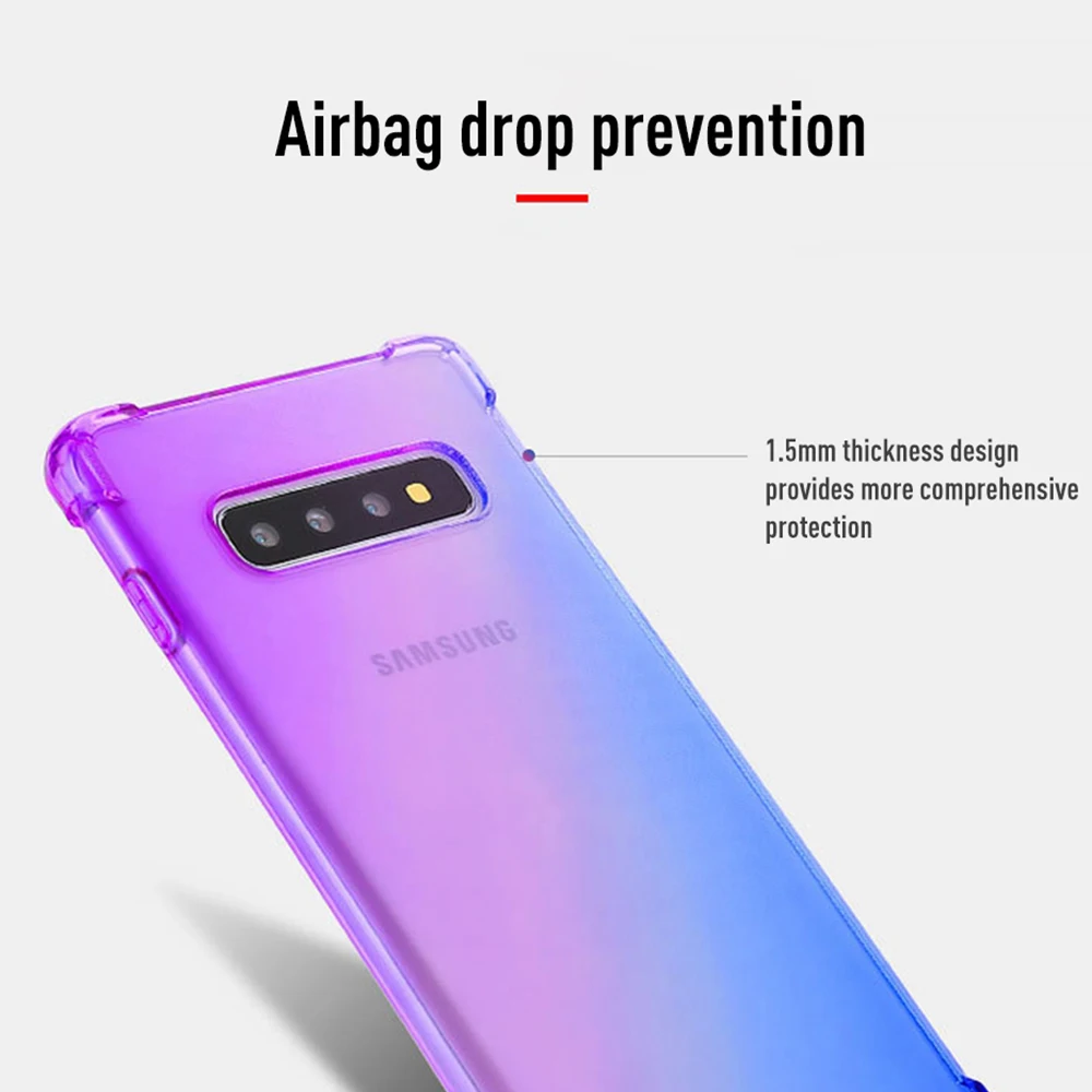 Shockproof Airbag Soft TPU Rainbow Gradient Case For Samsung Galaxy S8 S9 S10 Plus S10E S7 Edge A8 Note 8 M10 Fashion Cover |