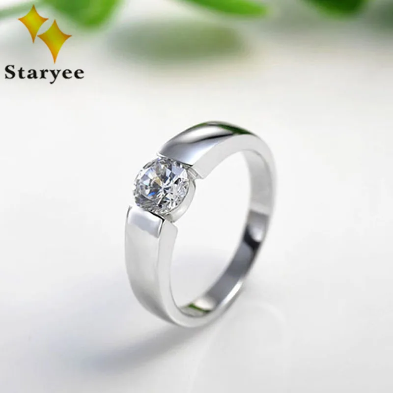 0.50CT круглое кольцо из моиссанита чистое 14K твердое белое золото Помолвочные