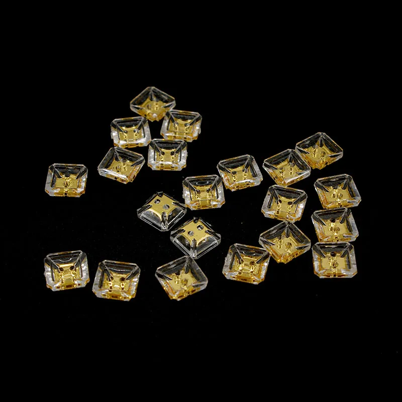 

50pcs Clear Rhinestone Flatback Buttons Sewing Square Shape Acrylic Button For Scrapbook Clothing Craft Decorative S1055