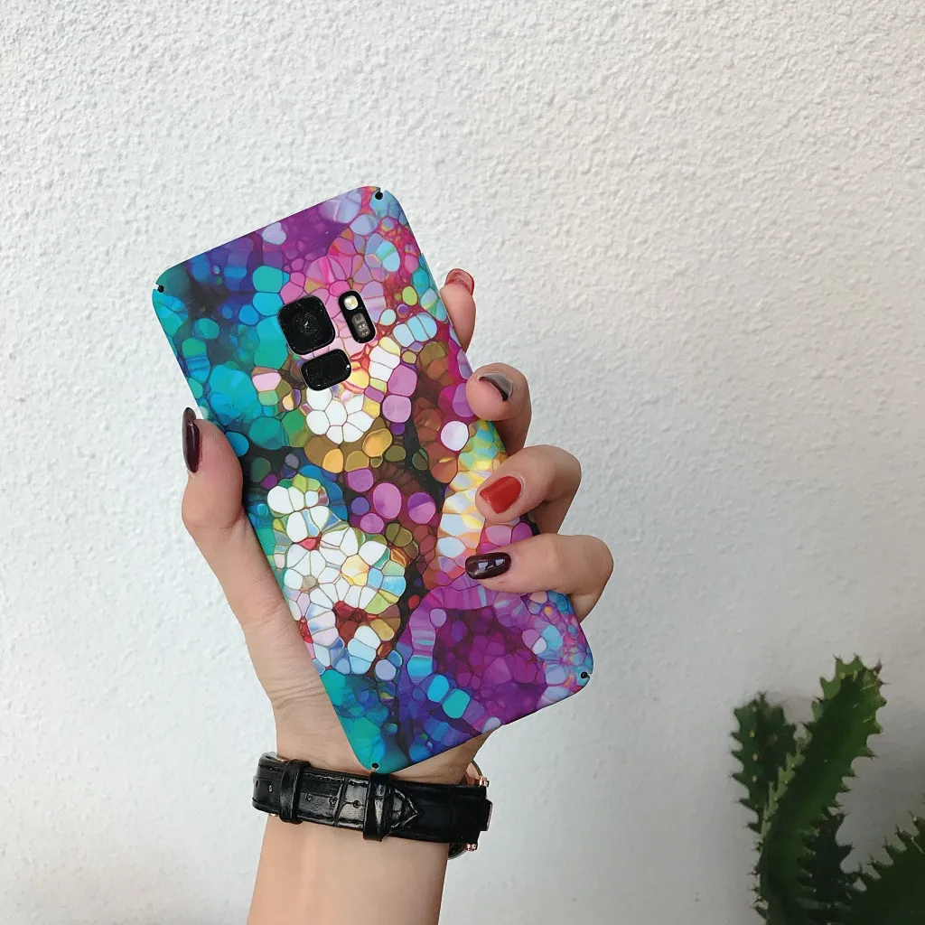 Роскошные Ретро Цветной огни печать чехол для samsung Galaxy S7 край S8 S9 плюс Жесткий