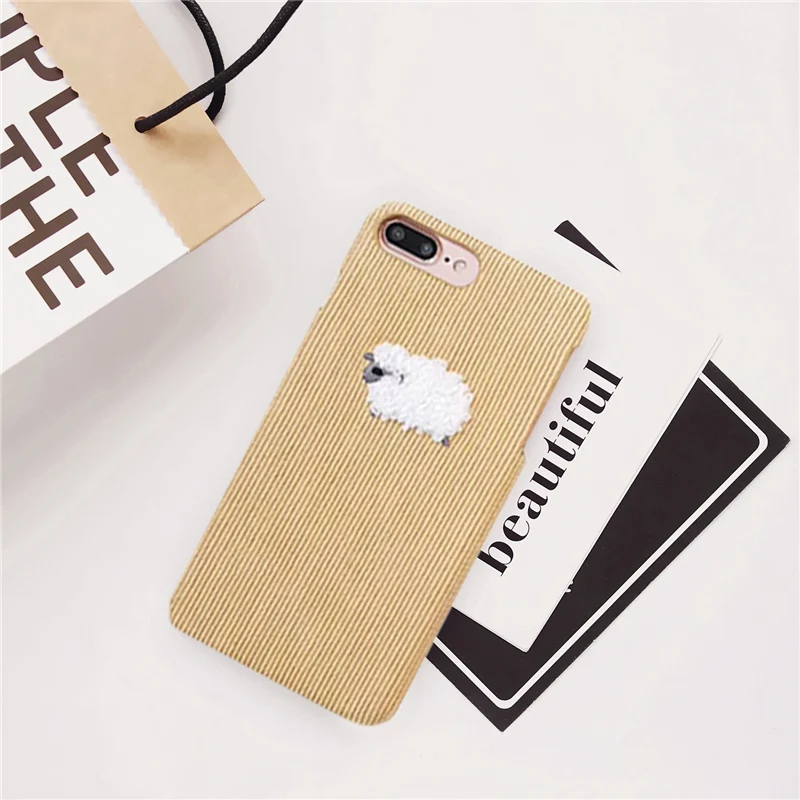 Sheep Теплый тканевый чехол для телефона для iPhone 11 Pro 6 6S 7 8 Plus X чехол милый овечий Пингвин плюшевый Твердый чехол для iPhone X XR XS MAX - Цвет: Sheep
