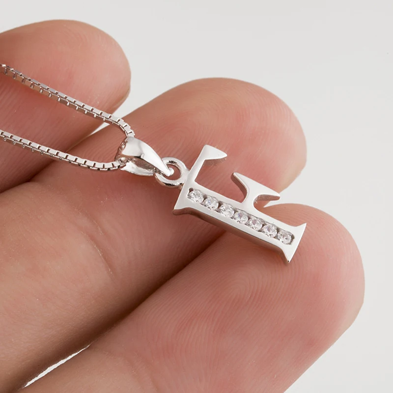 

YFN Fashion Letter F Necklace & Pendant CZ Aphabet Choker 18Inch Chain For Women Sterling Silver Wholesale Drop Shipping