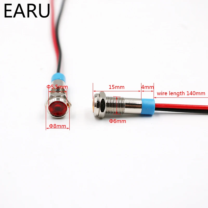 Светодиодный металлический индикатор светильник 6 мм водонепроницаемая