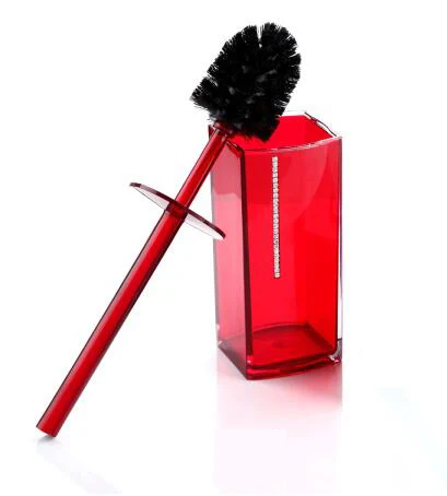 red toilet brush Акриловая ванна серии набор для ванной аксессуар экологически чистый квадратный и круглый кристалл алмаз мыльница чашки лосьон бутылка 0908 - Цвет: red toilet brush