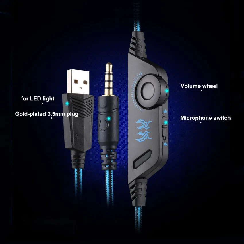 KOTION каждая игровая гарнитура шлем Стерео наушники с микрофоном LED свет для PS4