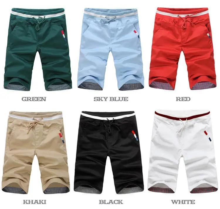 Мужские повседневные хлопковые шорты однотонные пляжные лето 2019|shorts men casual|cotton
