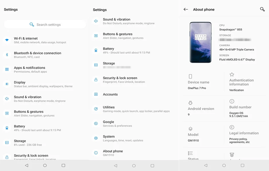 Oneplus 7 Pro, 6 ГБ ОЗУ, 128 Гб ПЗУ, мобильный телефон Snapdragon 855, четыре ядра, 6,67 дюймов, AMOLED, камера 48 МП, 4000 мАч, NFC