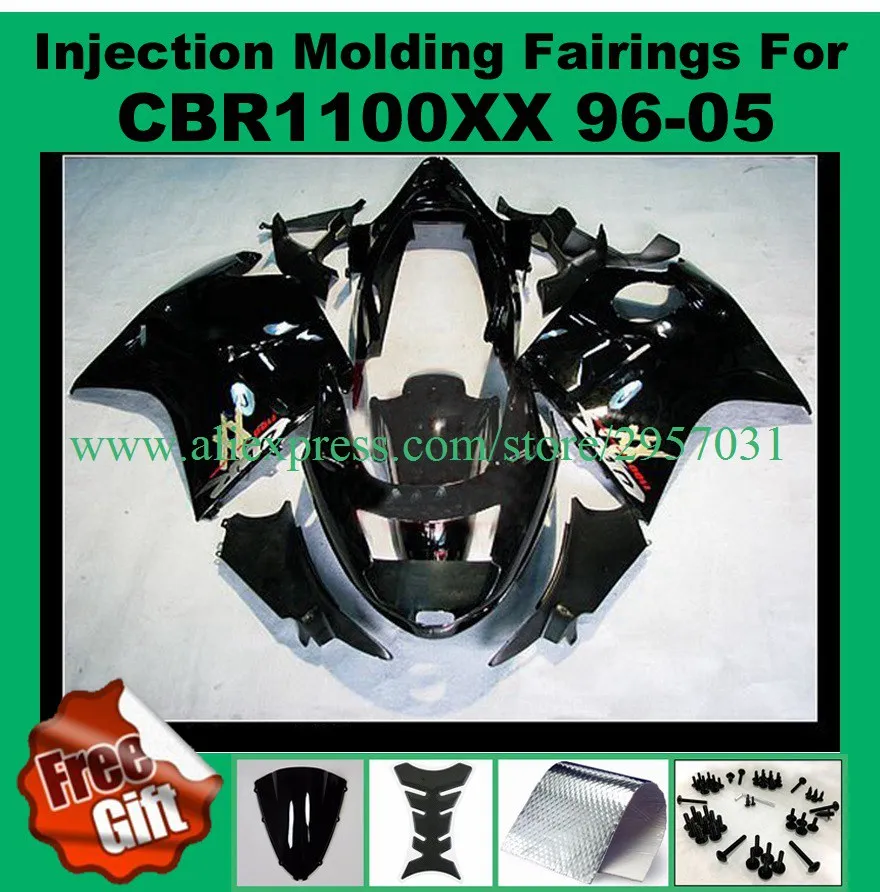 

Free screws+gifts Fit for Honda CBR 1100XX 1996 - 2007 Injection ABS Bodywork CBR1100XX 96-07 All Black motorcycle