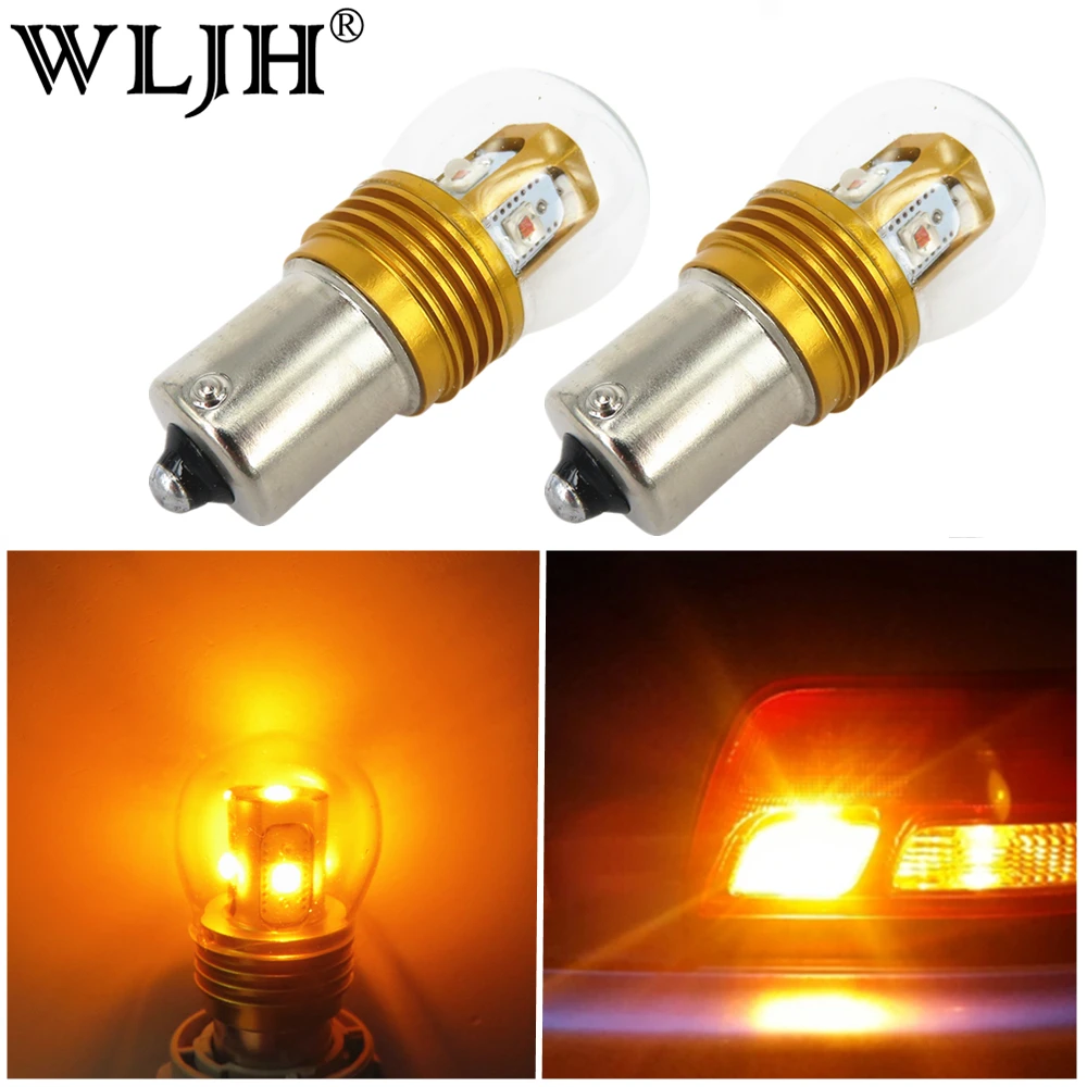 Цвет: желтый WLJH 2x Высокая мощность белый Янтарный красный 1156 BA15S 7506 P21W светодиодный C'REE 3535 чип автомобильный обратный резервный светильник парковочная лампа DRL линза лампы - Испускаемый цвет: Цвет: желтый