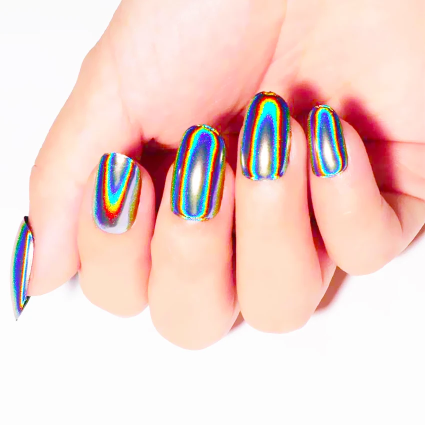 0,5 г/кор. голографические лазерные блестки для ногтей Holo Rainbow ногтей порошок для ногтей наконечник для ногтей хромированная пыль маникюр Дизайн ногтей украшения