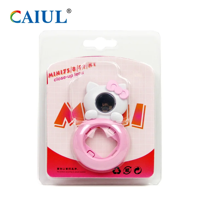 CAIUL мини кошка крупным планом объектив для Fujifilm instax камера mini7s/8+ kitty мгновенная камера объектив УФ-фильтр с зеркало для съемки Селфи - Цвет: White pink