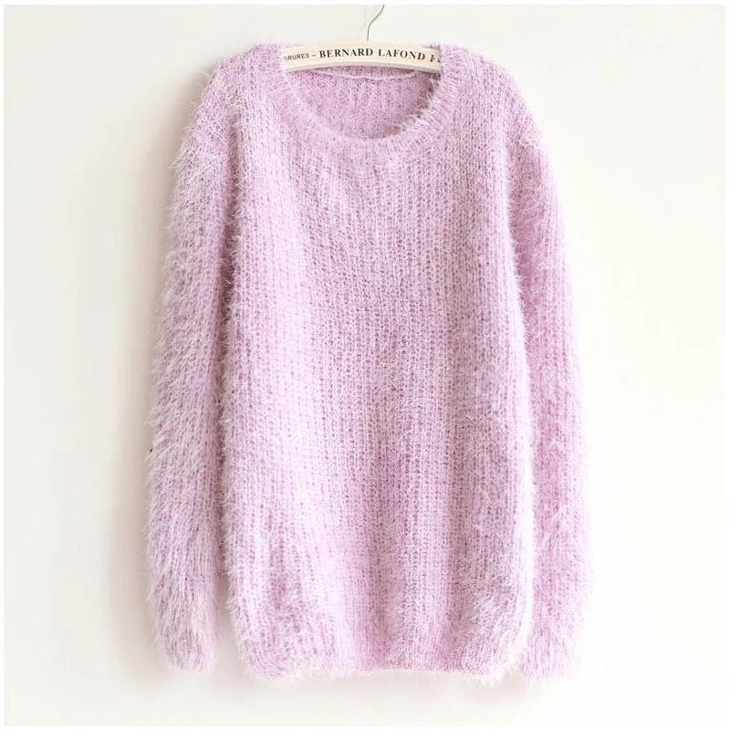 2020 популярный осенне-зимний женский свитер с круглым вырезом свободный пуловер