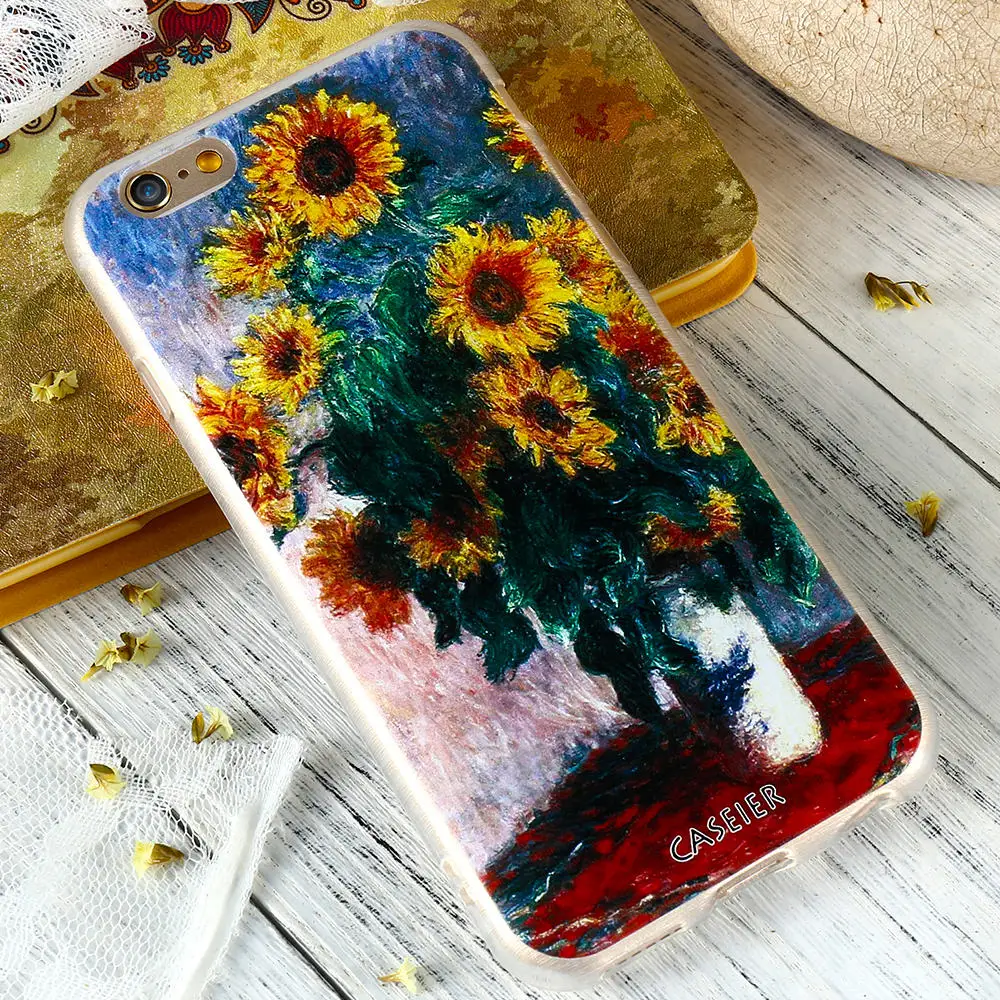 Арт набивным рисунком чехол для телефона картина Моне масляными красками мягкий