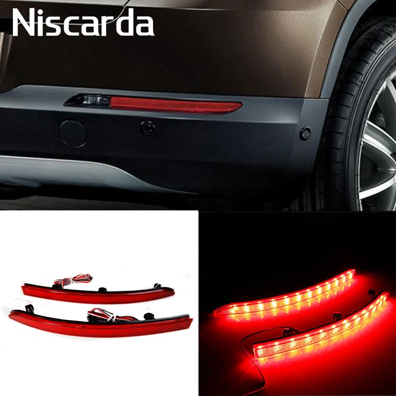 

Niscarda 2PCS LED Rear Bumper Reflector Light Red Car Drive Brake Stop Fog Trim Tail Lamp For Volkswagen Tiguan 2009-2016