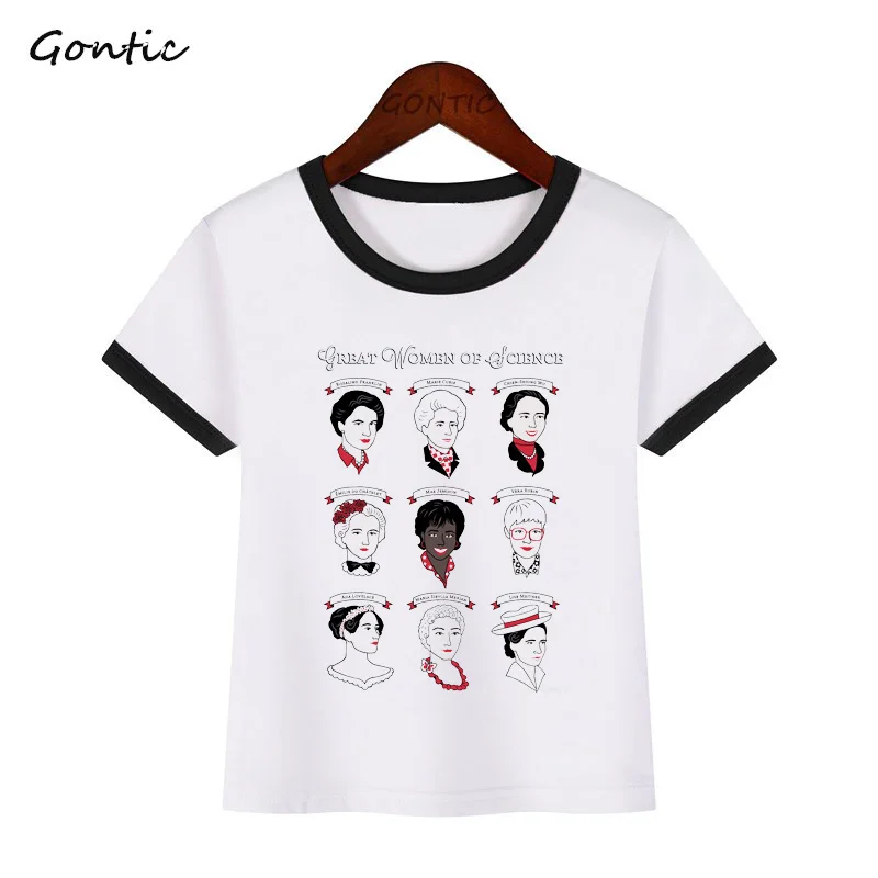 Summer Cartoon Great Minds Women of Science Boys Girls Tshirts Fashionable Short sleeve tees Cotton brief tops kids clothes | Детская
