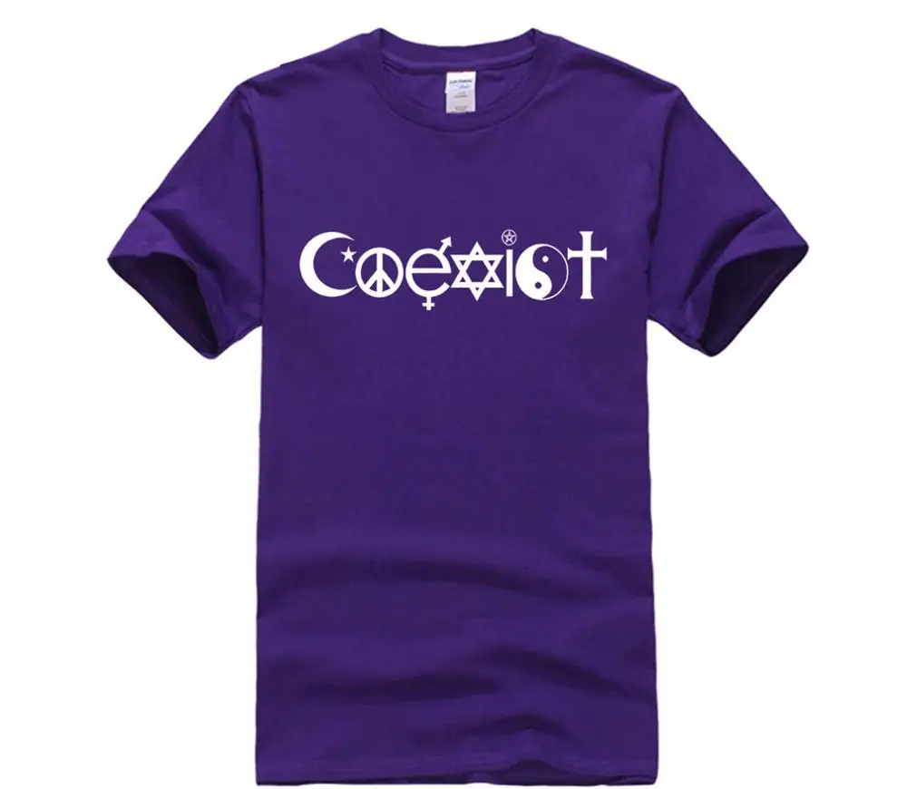 Мужская футболка с коротким рукавом Coexist Fun хлопковая Футболка принтом на заказ |