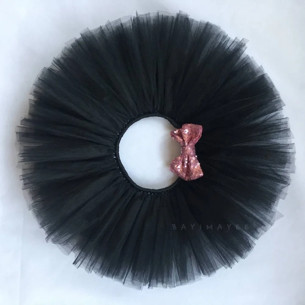 Черные юбки пачки для девочек детская пушистая юбка пачка танцев с золотыми