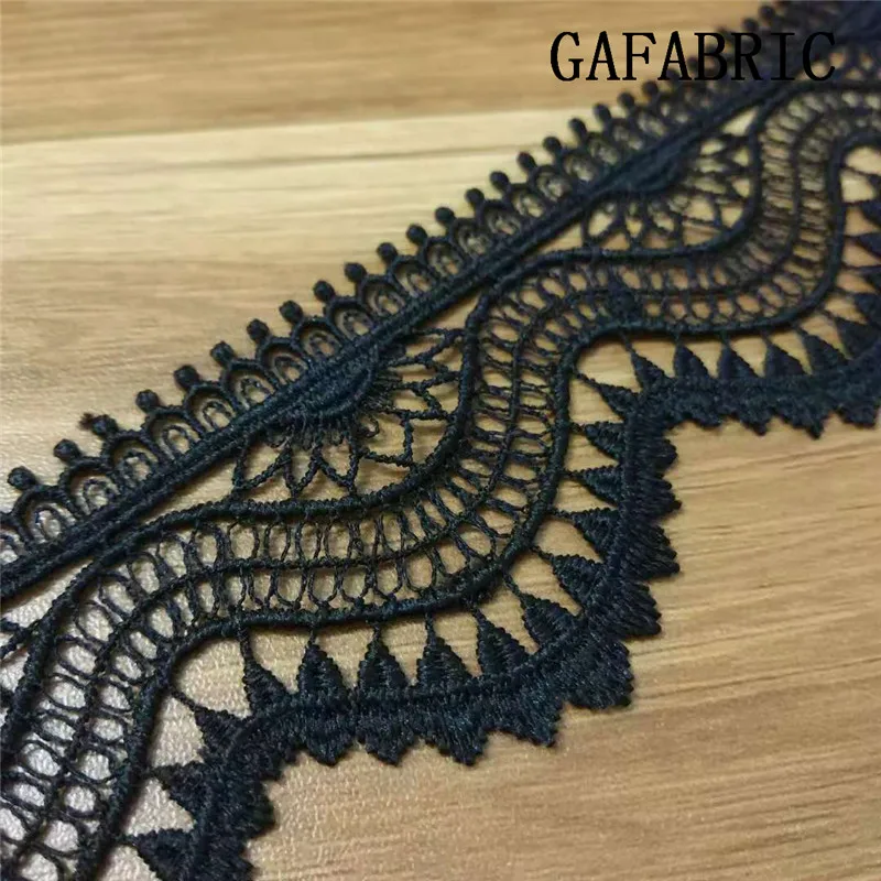 

Hight Quality 5.5cm Width Embroidered Polyester Lace Fabric White Apparel DIY Sewing Lace Accessories Black GUIPURE LACE 1 yard