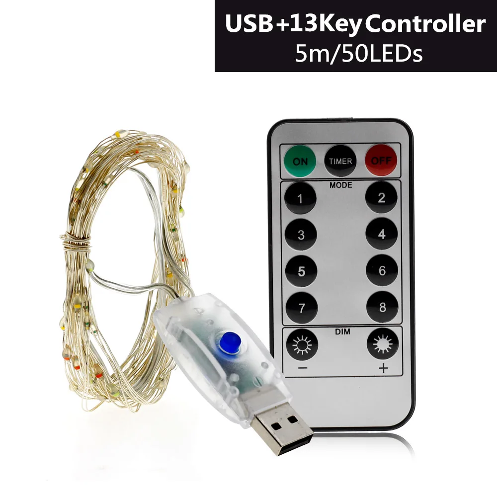 8Mode USB 50LED Светодиодный светильник s USB порт 5 м 50 светодиодный/10 м 100 светодиодный светильник ing String наружный внутренний Декоративный Рождественский светильник - Испускаемый цвет: 8Mode USB 50LED