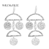 wildfree vintage geometrical bar disc dangle earrings women round alloy earrings jewelry satement chandelier earring wholesale