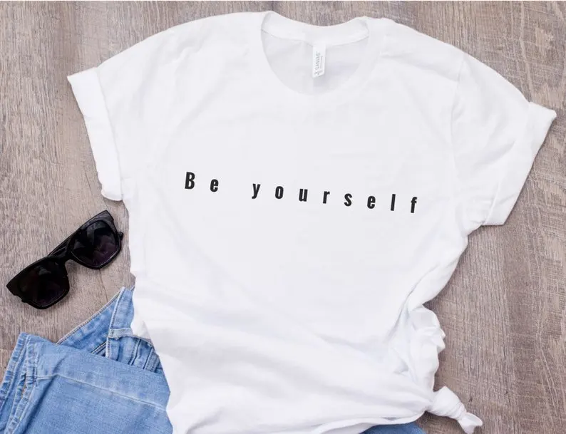 Skuggnas Новое поступление будь собой футболка уличная мода Tumblr футболка для маленьких девочек с надписью «Believe in yourself 90s эстетическое футболки ...