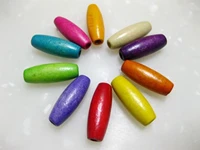 100 mixed colour 22x8mm oval wood tube beadswooden beads
