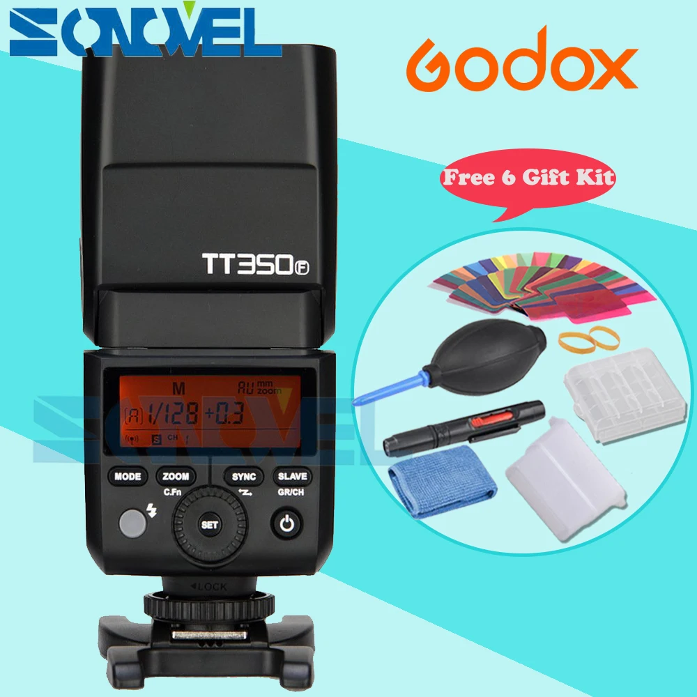 

Godox TT350F Camera Flash Speedlite 2.4G TTL HSS GN36 1/8000s for Fujifilm Fuji X-Pro2/1 X-T20 X-T2 X-T1 X-T10 with 6 Gift Kit