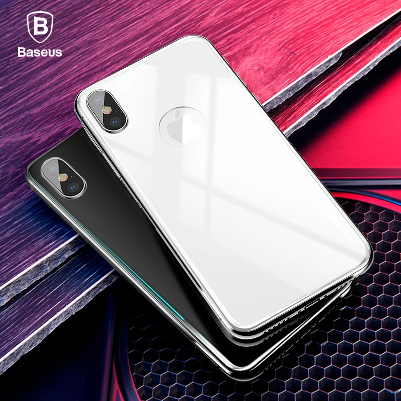 Защитная пленка Baseus для задней панели iPhone X закаленное стекло 4D