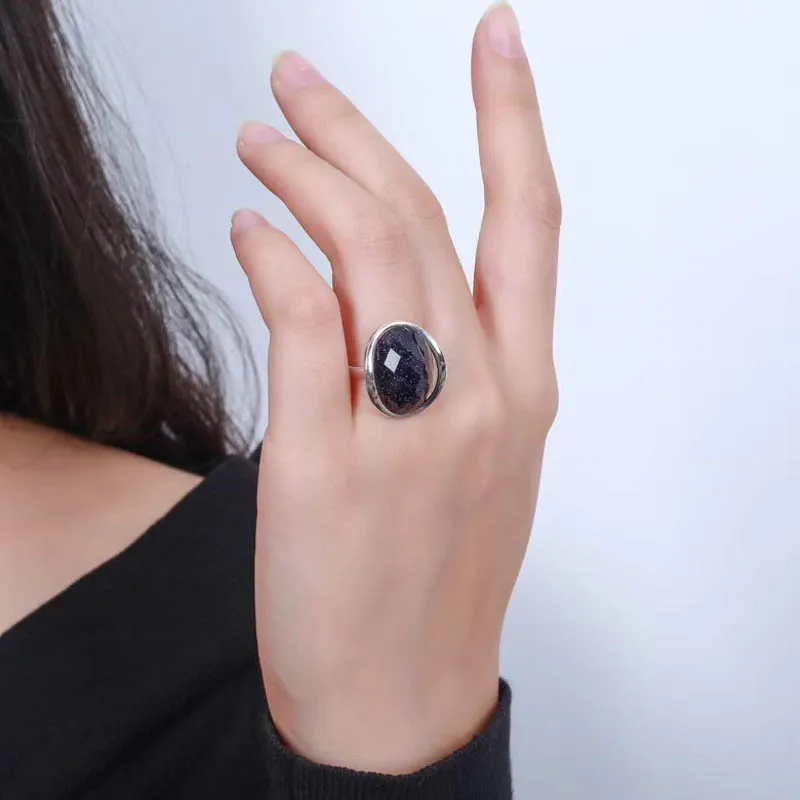 CSJ 925 пробы серебро Мода Fine Jewelry наборы кольцо синий песок камень свадебные