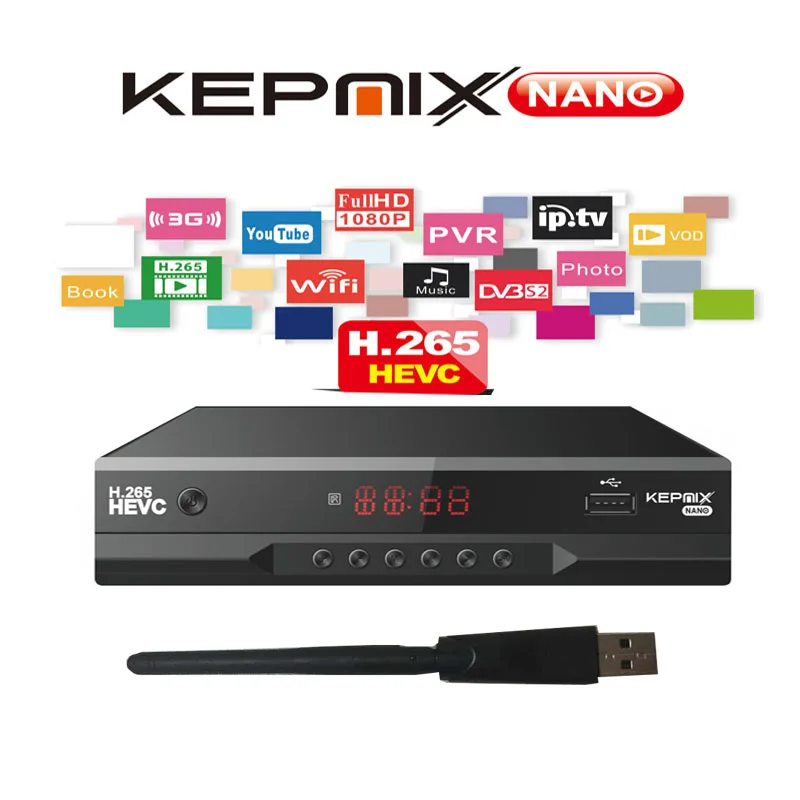 Hevc спутниковый ресивер Kepnix nano 5 шт. h.265 поддержка PowerVu Biss cam Y0autube Wifi ac3|freesat v8 super|v8
