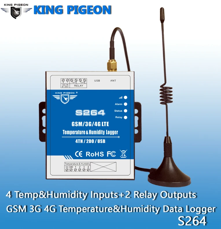 

S264 GSM/SMS/GPRS/3G/4G Temperature&Humidity Data Logger Can Be Operated From Anywhere No Distance Limitation