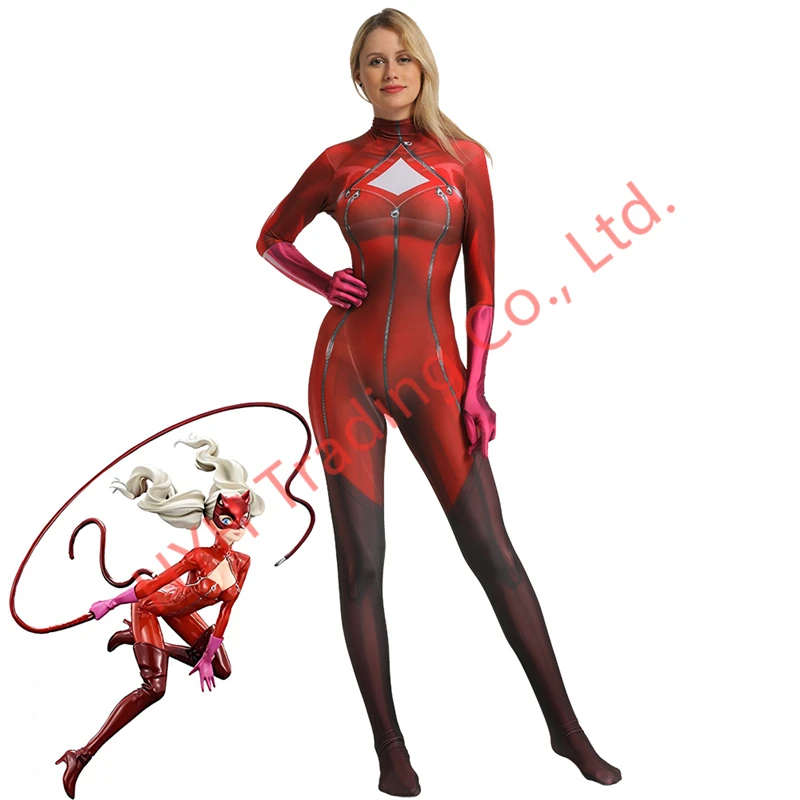 Persona 5 Анна такамаки Фантом вор пантера Косплей CostumeWomen облегающий костюм с пауком