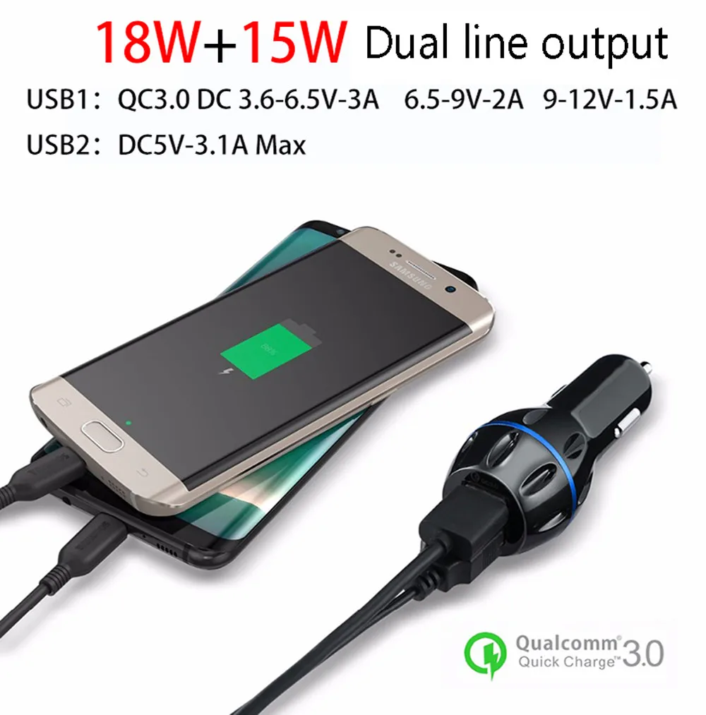 Coche 5 V 3.1A Металлический Двойной Зарядное устройство USB цифровой дисплей для iPhone X 8