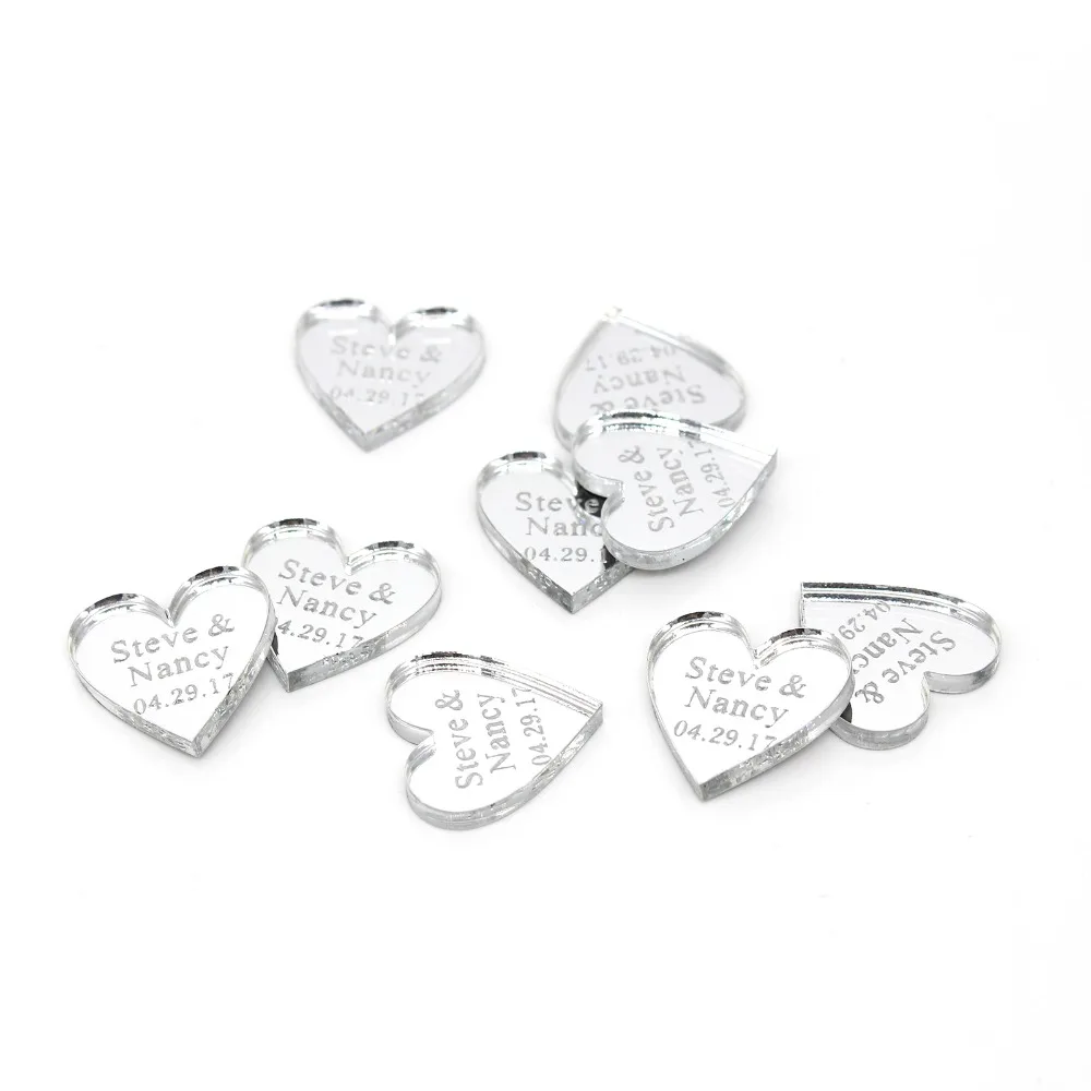 30 шт. персонализированная гравировка 25 мм свадебное украшение в виде сердца на
