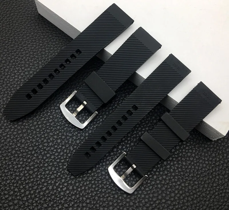 Brand High Quality Silicone Rubber Watch Strap 22mm 24mm Black Watchband Bracelet For Breitling/navitimer/avenger buckle logo on | Наручные