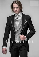 free shippingcustom made cheap suitsmost popular black peak lapel groom wear tuxedos groomsmen men wedding dress bridegroom