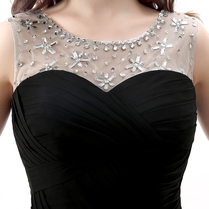 Forevergracedress Новый Дизайн черный длинное вечернее платье Линия Кепки рукава из