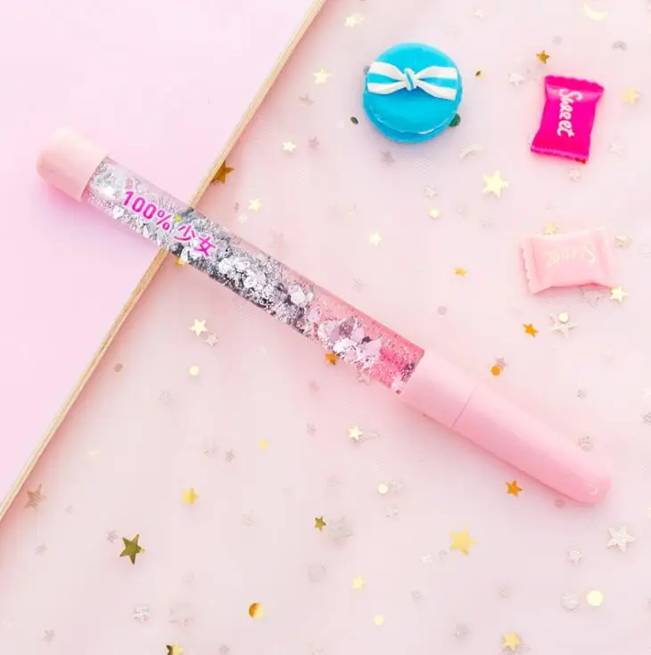 no light pink 1 шт. Блестящий с жидкостью перьевая ручка красивая ручка для письма школьные офисные канцелярские принадлежности для студентов - Цвет: no light pink