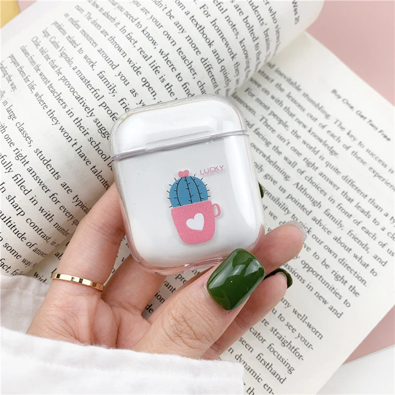 Чехол для Airpods с милым рисунком, Прозрачные Жесткие чехлы для AirPods, защитный чехол с мультяшным рисунком, Bluetooth, беспроводной чехол для наушников