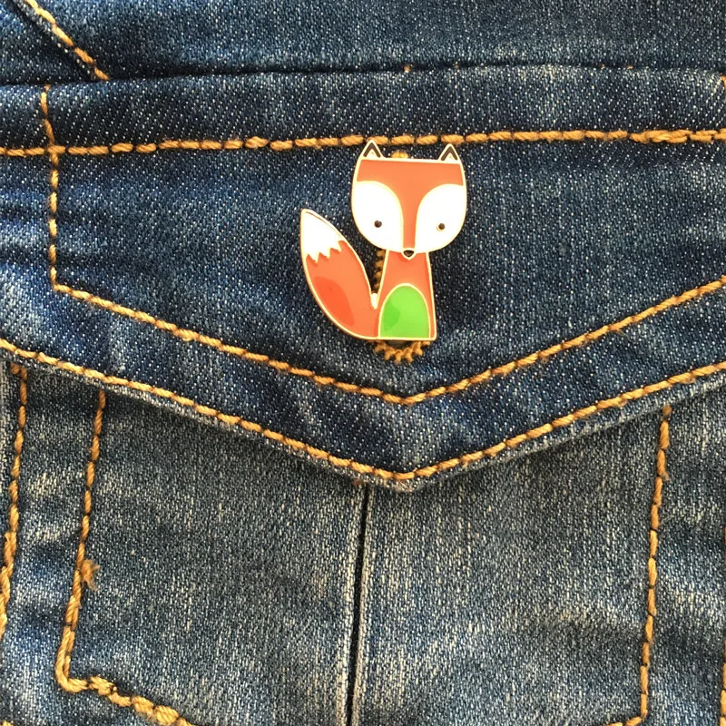 1 шт. металлическая эмалированная брошь в виде лисы | Дом и сад