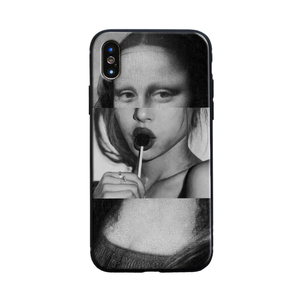 XIAOCHENGGUI Мона Лиза арт Давид линии черный мягкий чехол для телефона для iPhone 8 7 6 6S Plus X XS MAX 5 5S XR 11 pro max чехлы - Цвет: 3 soft case