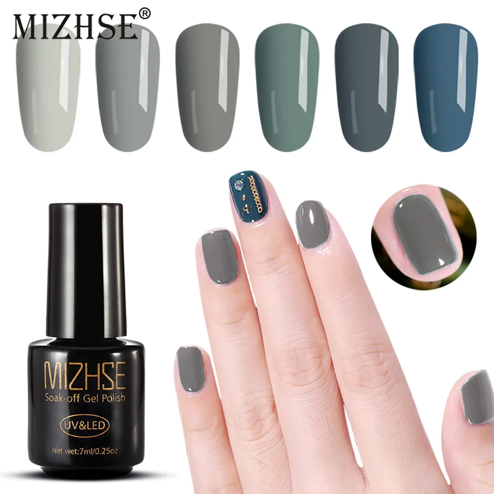 MIZHSE дизайн ногтей 1 шт. 7 мл серый гель лак для Vernis Полупостоянный Светодиодный УФ