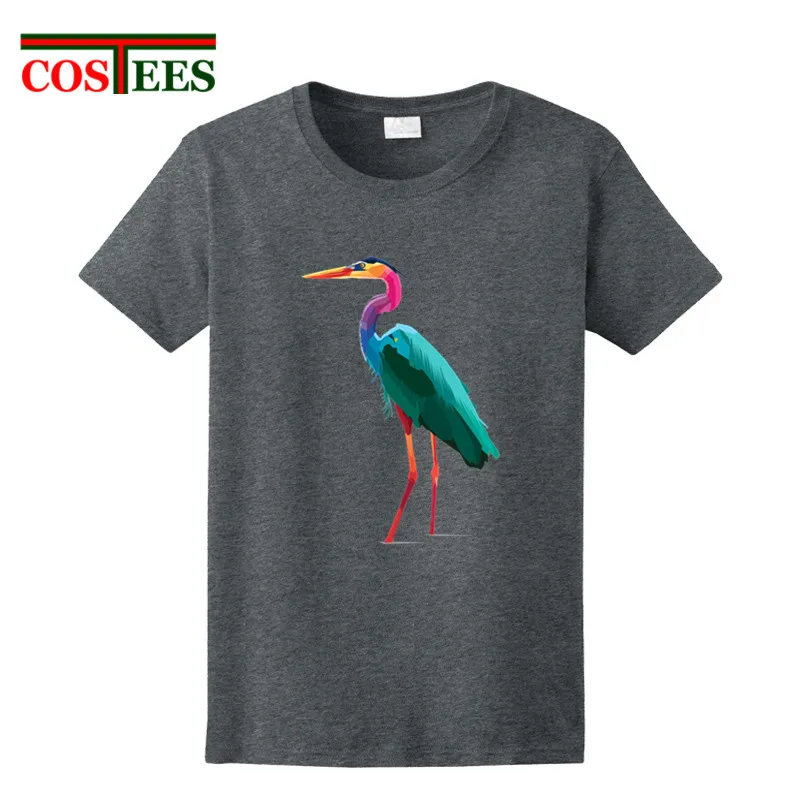 Винтажная Футболка Technicolor Rainbow Heron Spirit Мужская футболка с милым животным принтом