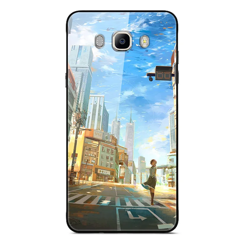05 Для samsung Galaxy J7 чехол J710 J710F роскошный стеклянный силиконовый чехол для телефона samsung J7 чехол из закаленного стекла - Цвет: 05