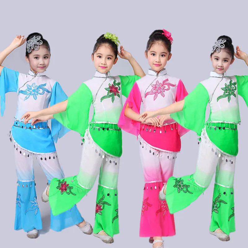 Детские Классические танцевальные костюмы Hanfu hmong в китайском стиле для девочек