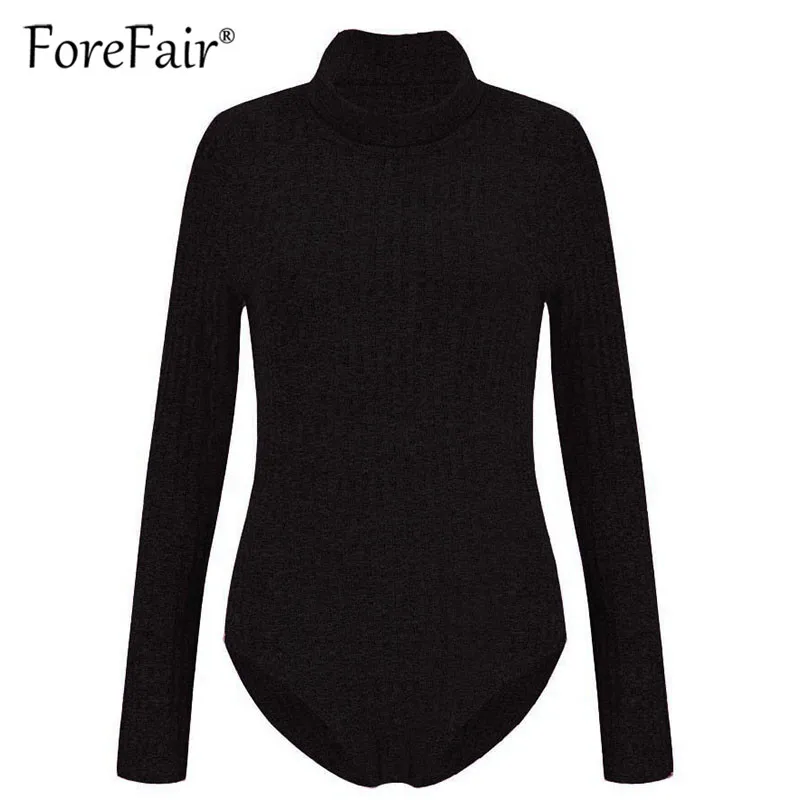 Forefair сексуальный однотонный вязаный эластичный облегающий боди для женщин 2018