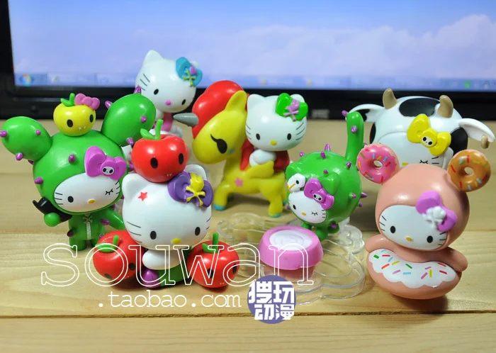 Hello Kitty пвх косплей цифры игрушка Colorful домашнее украшение 7 шт. / комплект|home theater