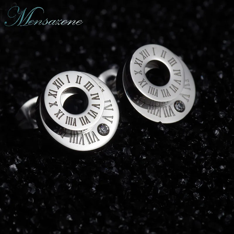 Серьги гвоздики мужские из нержавеющей стали с фианитами 2 слоя|earring luxury women|earrings
